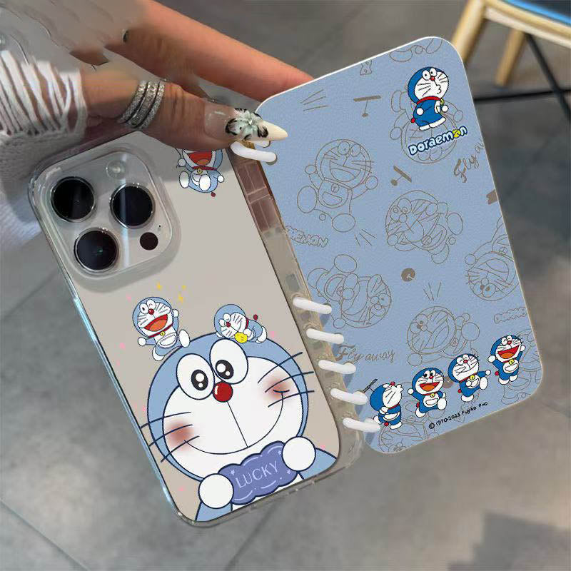本型スマホケース ドラえもんテーマ 手帳型スマホケース キャラクターの柔らかい 折りたたみ式 ノート型 スマホケース iPhone に対応