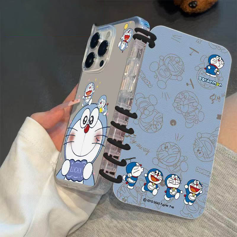 本型スマホケース ドラえもんテーマ 手帳型スマホケース キャラクターの柔らかい 折りたたみ式 ノート型 スマホケース iPhone に対応
