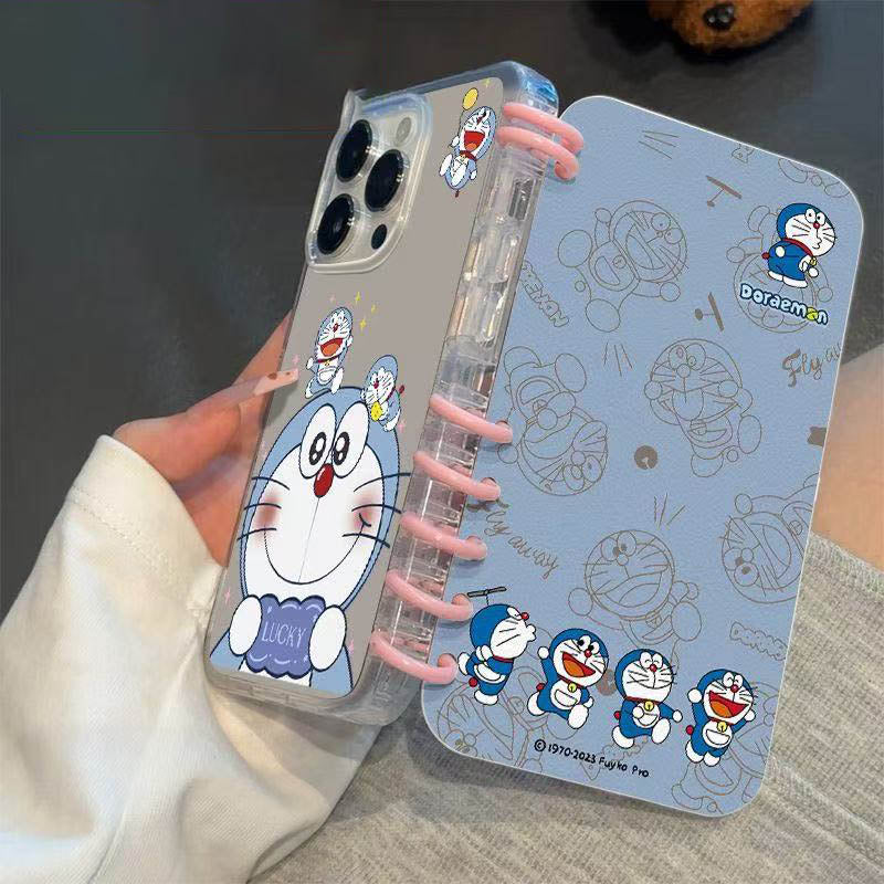 本型スマホケース ドラえもんテーマ 手帳型スマホケース キャラクターの柔らかい 折りたたみ式 ノート型 スマホケース iPhone に対応