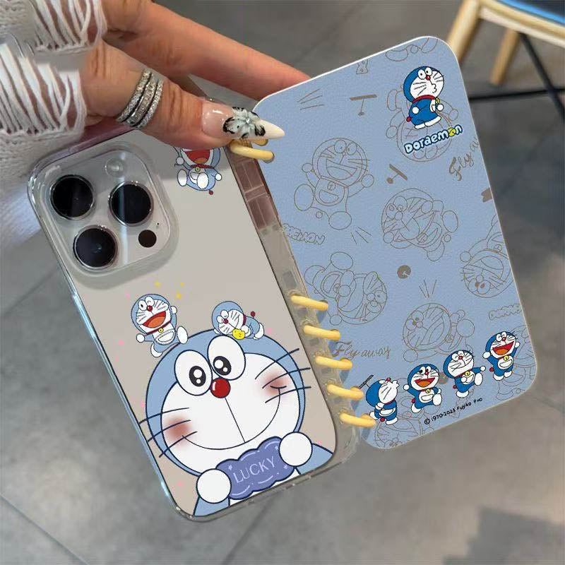 本型スマホケース ドラえもんテーマ 手帳型スマホケース キャラクターの柔らかい 折りたたみ式 ノート型 スマホケース iPhone に対応