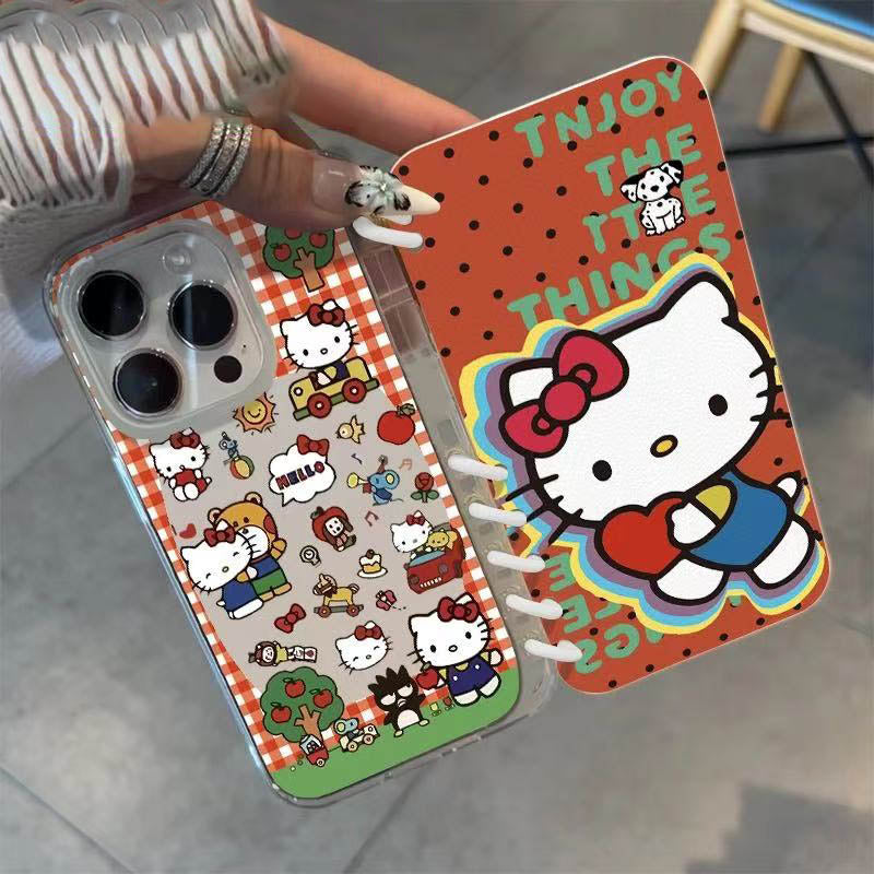 本型スマホケース  ハローキティテーマ 手帳型スマホケース キャラクターの柔らかい 折りたたみ式 ノート型 スマホケース iPhone に対応