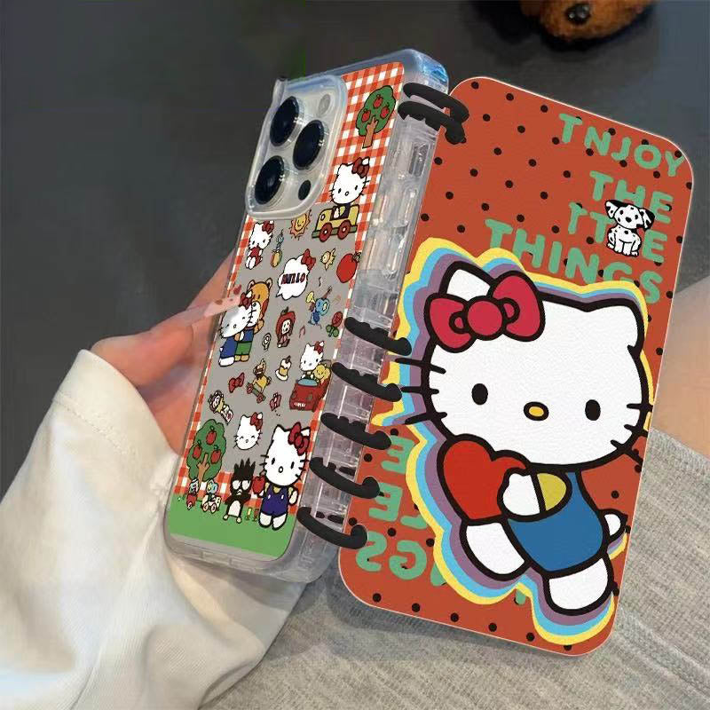 本型スマホケース  ハローキティテーマ 手帳型スマホケース キャラクターの柔らかい 折りたたみ式 ノート型 スマホケース iPhone に対応