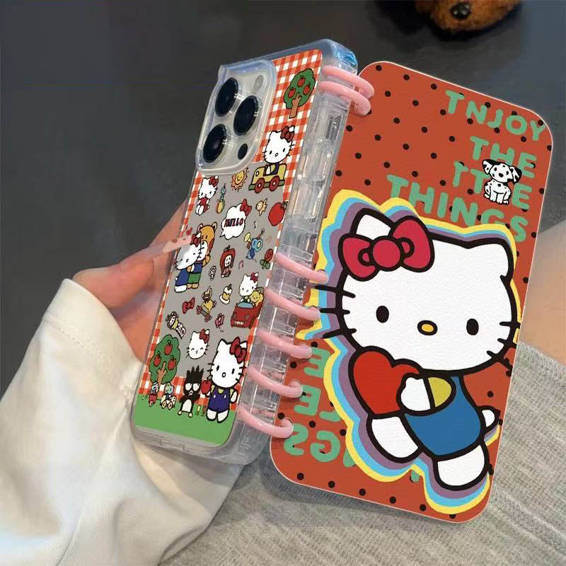 本型スマホケース  ハローキティテーマ 手帳型スマホケース キャラクターの柔らかい 折りたたみ式 ノート型 スマホケース iPhone に対応