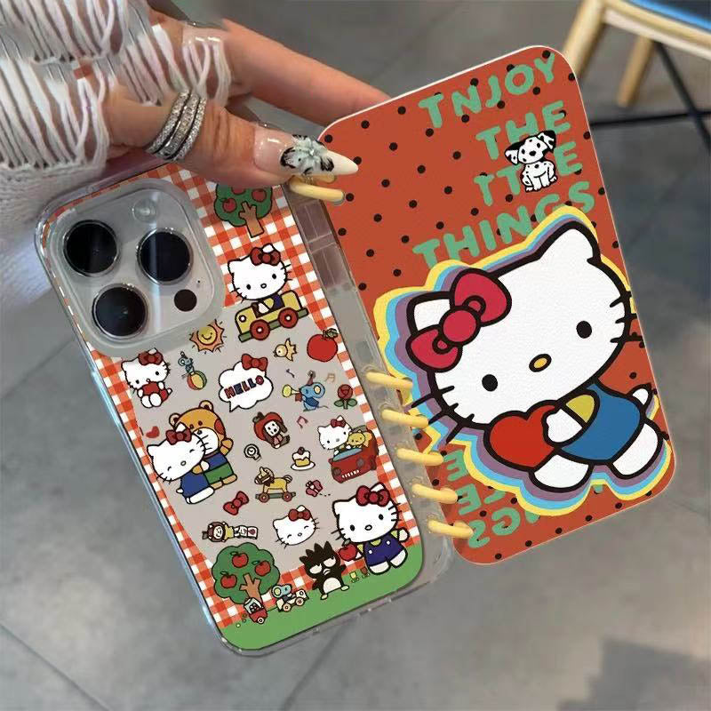 本型スマホケース  ハローキティテーマ 手帳型スマホケース キャラクターの柔らかい 折りたたみ式 ノート型 スマホケース iPhone に対応