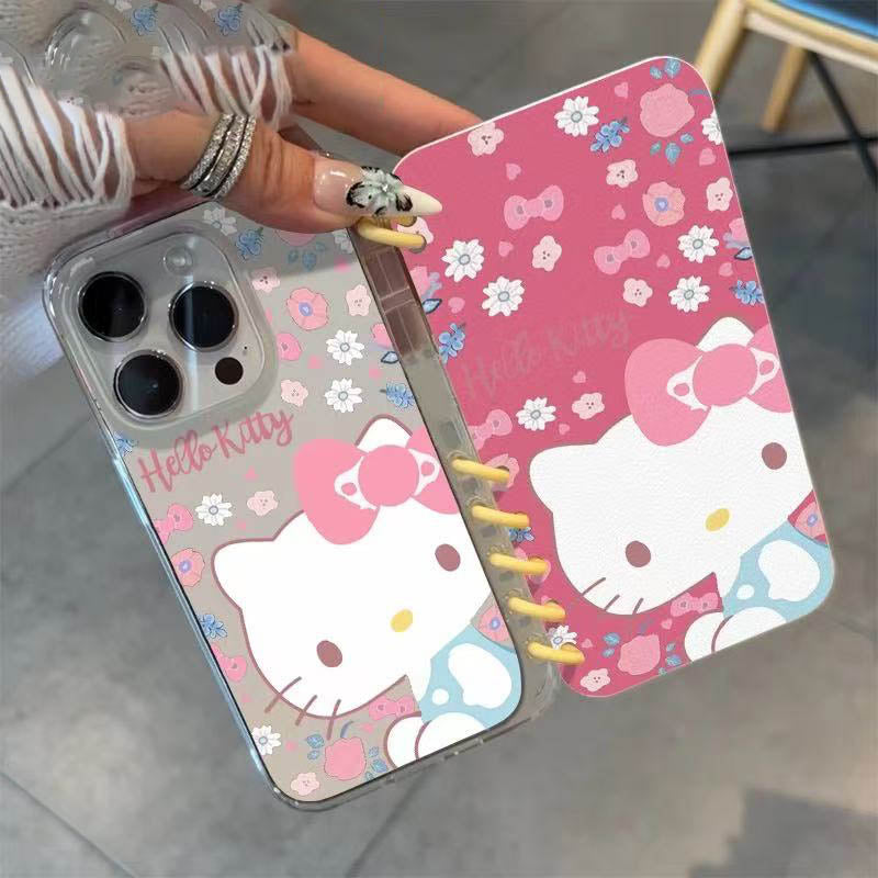 本型スマホケース  ハローキティ テーマ、手帳型スマホケース キャラクターの柔らかい 折りたたみ式 ノート型 スマホケース iPhone に対応