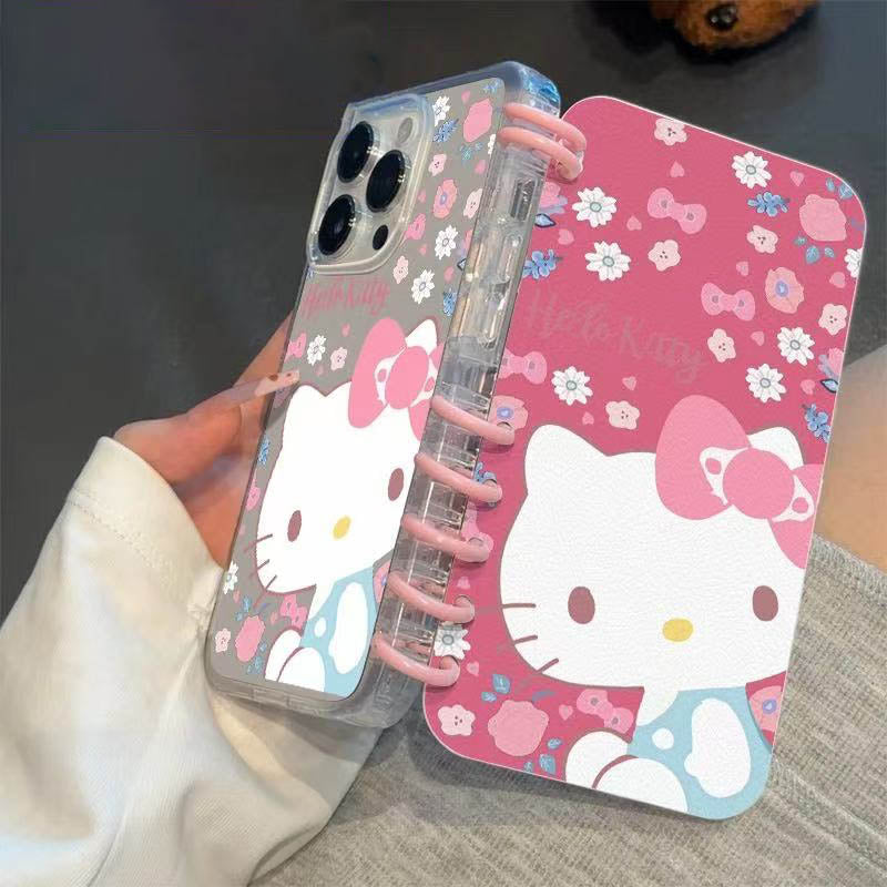 本型スマホケース  ハローキティ テーマ、手帳型スマホケース キャラクターの柔らかい 折りたたみ式 ノート型 スマホケース iPhone に対応