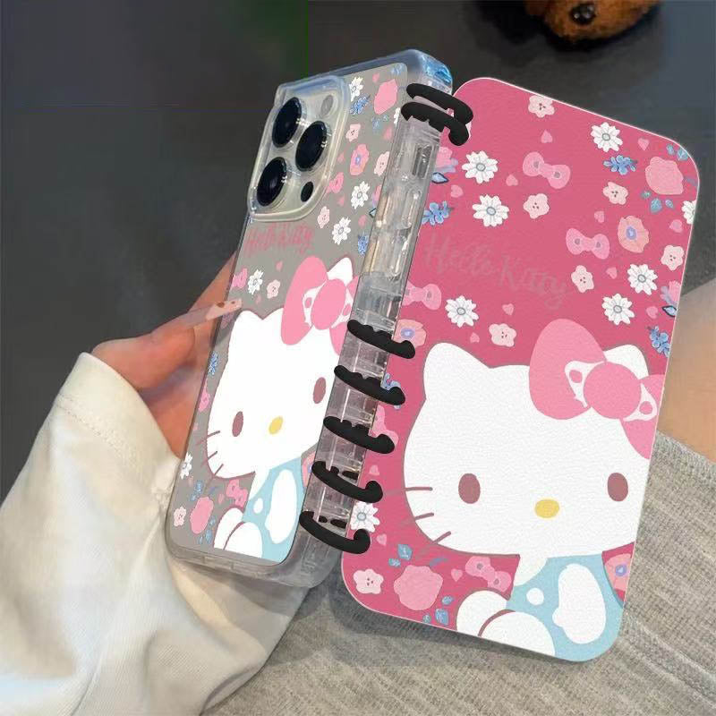 本型スマホケース  ハローキティ テーマ、手帳型スマホケース キャラクターの柔らかい 折りたたみ式 ノート型 スマホケース iPhone に対応