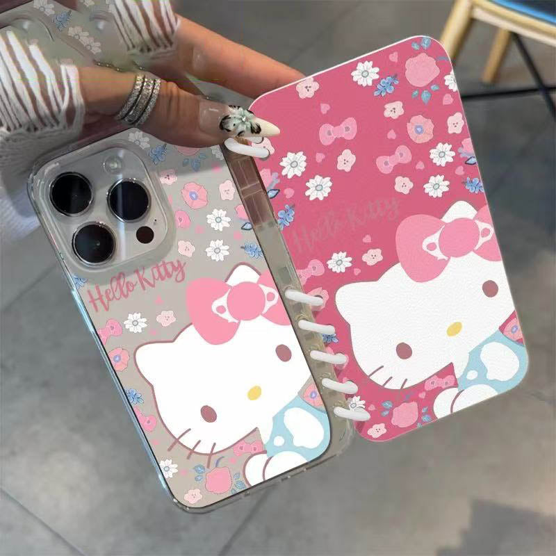 本型スマホケース  ハローキティ テーマ、手帳型スマホケース キャラクターの柔らかい 折りたたみ式 ノート型 スマホケース iPhone に対応