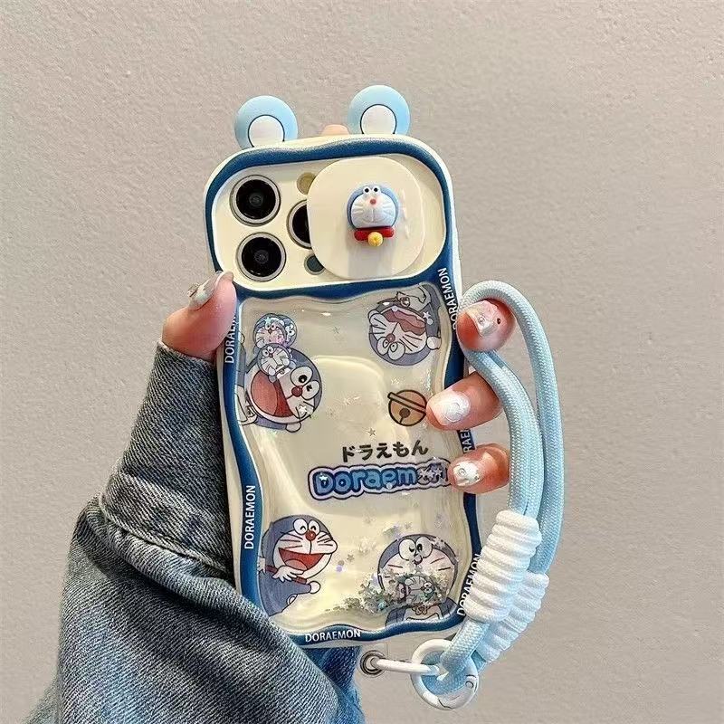 スマホケース  流砂式ドラえもんテーマ、紐付き   耐衝撃・防振性能に優れ、高級感あふれるスマホケースで、iPhone に対応