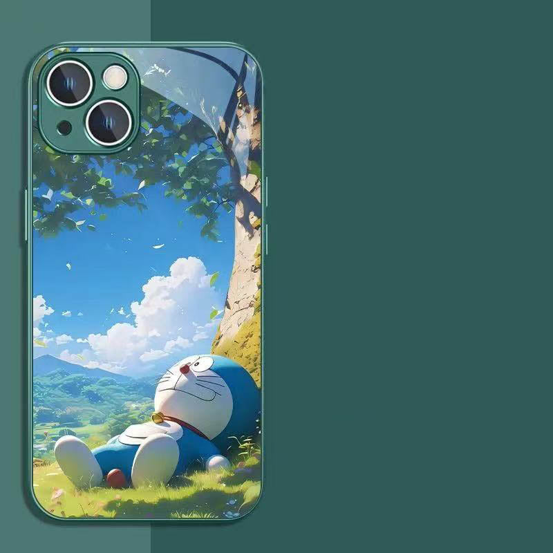 スマホケース  リラックスしたドラえもんテーマ、  耐衝撃・防振性能に優れ、高級感あふれるスマホケースで、iPhone に対応