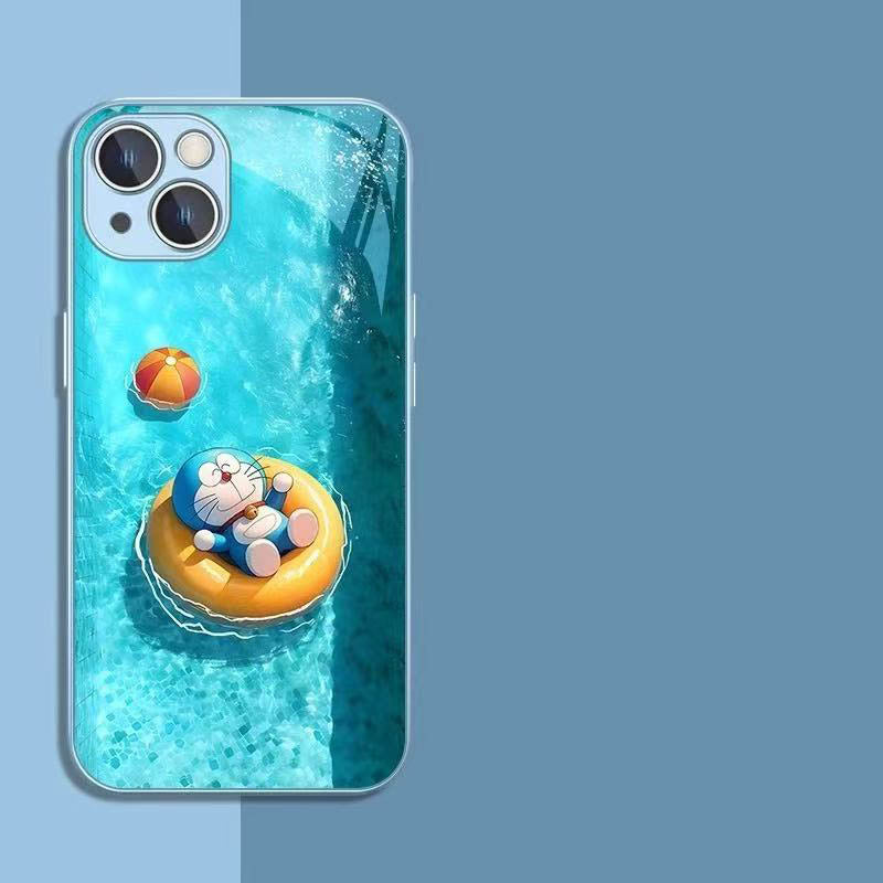 スマホケース  夏のドラえもんテーマ、  耐衝撃・防振性能に優れ、高級感あふれるスマホケースで、iPhone に対応