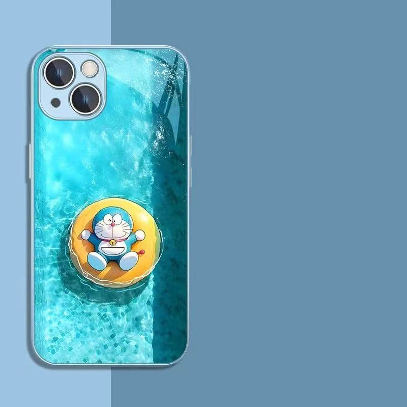 スマホケース  夏のドラえもんテーマ、  耐衝撃・防振性能に優れ、高級感あふれるスマホケースで、iPhone に対応