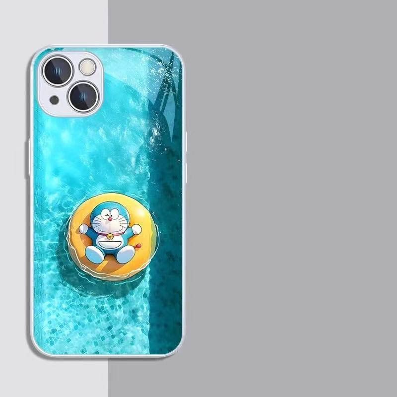 スマホケース  夏のドラえもんテーマ、  耐衝撃・防振性能に優れ、高級感あふれるスマホケースで、iPhone に対応