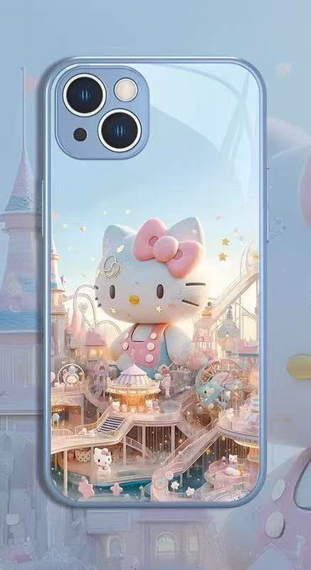 スマホケース  遊園地のヘローキティテーマ、  耐衝撃・防振性能に優れ、高級感あふれるスマホケースで、iPhone に対応