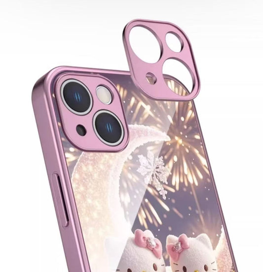 スマホケース  スイートなヘローキティテーマ、  耐衝撃・防振性能に優れ、高級感あふれるスマホケースで、iPhone に対応