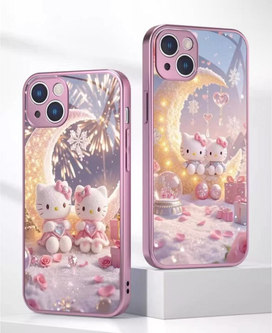 スマホケース  スイートなヘローキティテーマ、  耐衝撃・防振性能に優れ、高級感あふれるスマホケースで、iPhone に対応