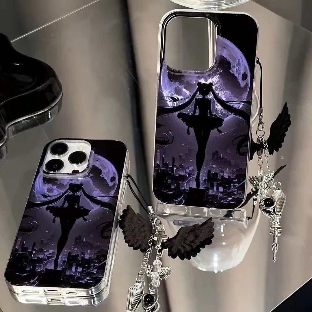 スマホケース  ダーク美少女テーマ、  耐衝撃・防振性能に優れ、高級感あふれるスマホケースで、iPhone に対応