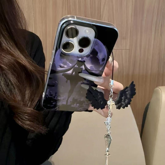 スマホケース  ダーク美少女テーマ、  耐衝撃・防振性能に優れ、高級感あふれるスマホケースで、iPhone に対応