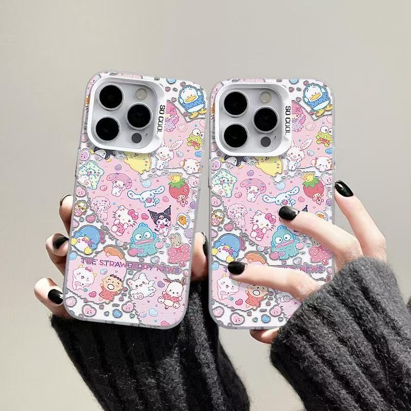 スマホケース ハローキティとクロミが仲良く集合!、 耐衝撃・防振性能に優れ、高級感あふれるスマホケースで、iPhone に対応