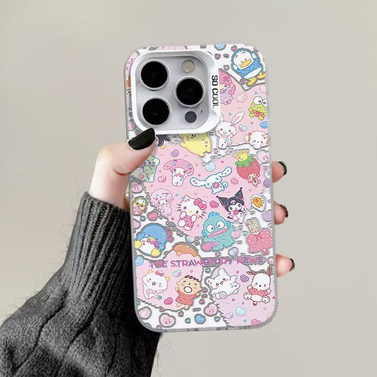 スマホケース  ハローキティとクロミが仲良く集合!、  耐衝撃・防振性能に優れ、高級感あふれるスマホケースで、iPhone に対応