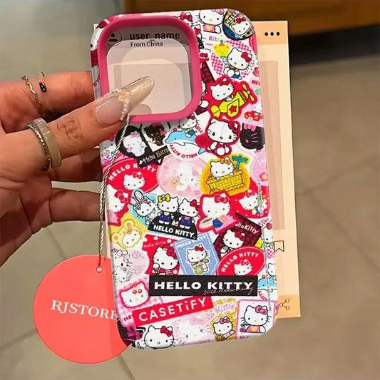 スマホケース  可愛さが詰まったハローキティテーマ、全5色  耐衝撃・防振性能に優れ、高級感あふれるスマホケースで、iPhone に対応