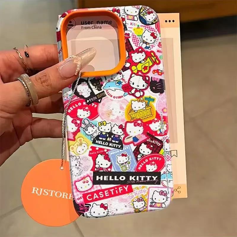 スマホケース 可愛さが詰まったハローキティテーマ、全5色 耐衝撃・防振性能に優れ、高級感あふれるスマホケースで、iPhone に対応
