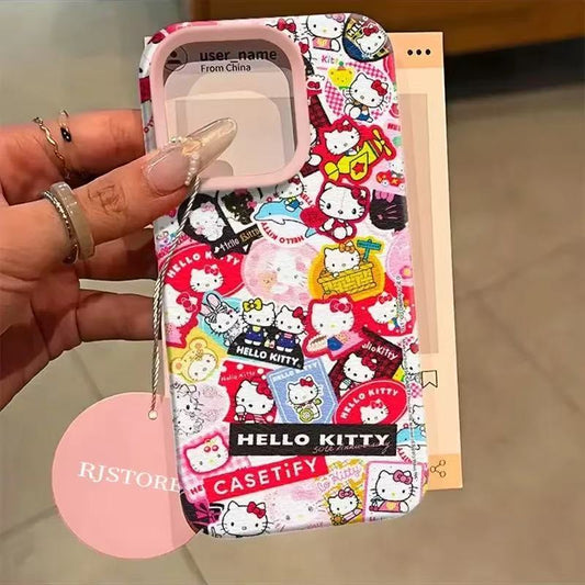 スマホケース  可愛さが詰まったハローキティテーマ、全5色  耐衝撃・防振性能に優れ、高級感あふれるスマホケースで、iPhone に対応