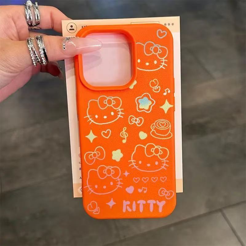 スマホケース 鮮やかな色の線条ハローキティテーマ、全7色 耐衝撃・防振性能に優れ、高級感あふれるスマホケースで、iPhone に対応