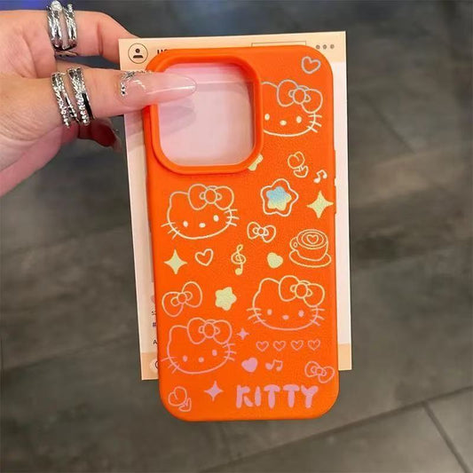 スマホケース  鮮やかな色の線条ハローキティテーマ、全7色  耐衝撃・防振性能に優れ、高級感あふれるスマホケースで、iPhone に対応