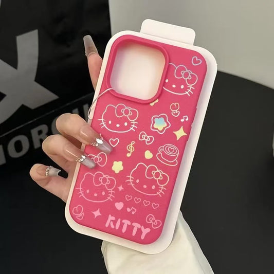 スマホケース  鮮やかな色の線条ハローキティテーマ、全7色  耐衝撃・防振性能に優れ、高級感あふれるスマホケースで、iPhone に対応