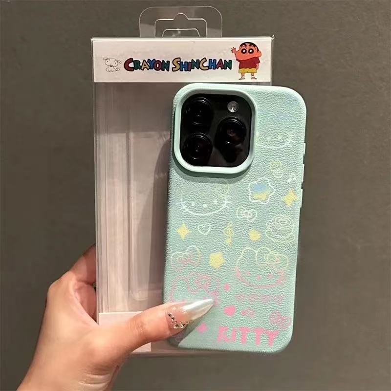スマホケース 鮮やかな色の線条ハローキティテーマ、全7色 耐衝撃・防振性能に優れ、高級感あふれるスマホケースで、iPhone に対応