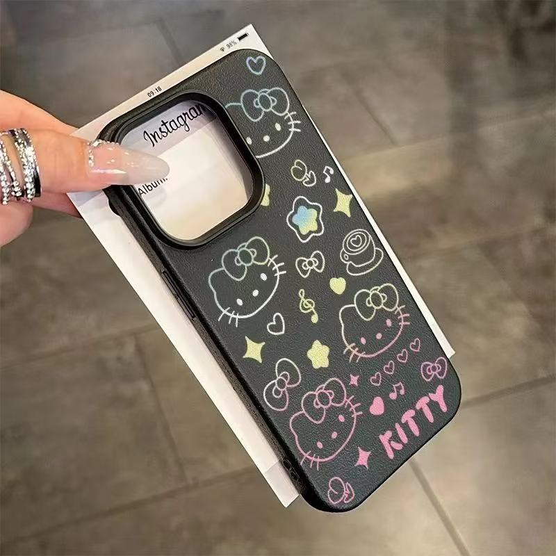 スマホケース 鮮やかな色の線条ハローキティテーマ、全7色 耐衝撃・防振性能に優れ、高級感あふれるスマホケースで、iPhone に対応