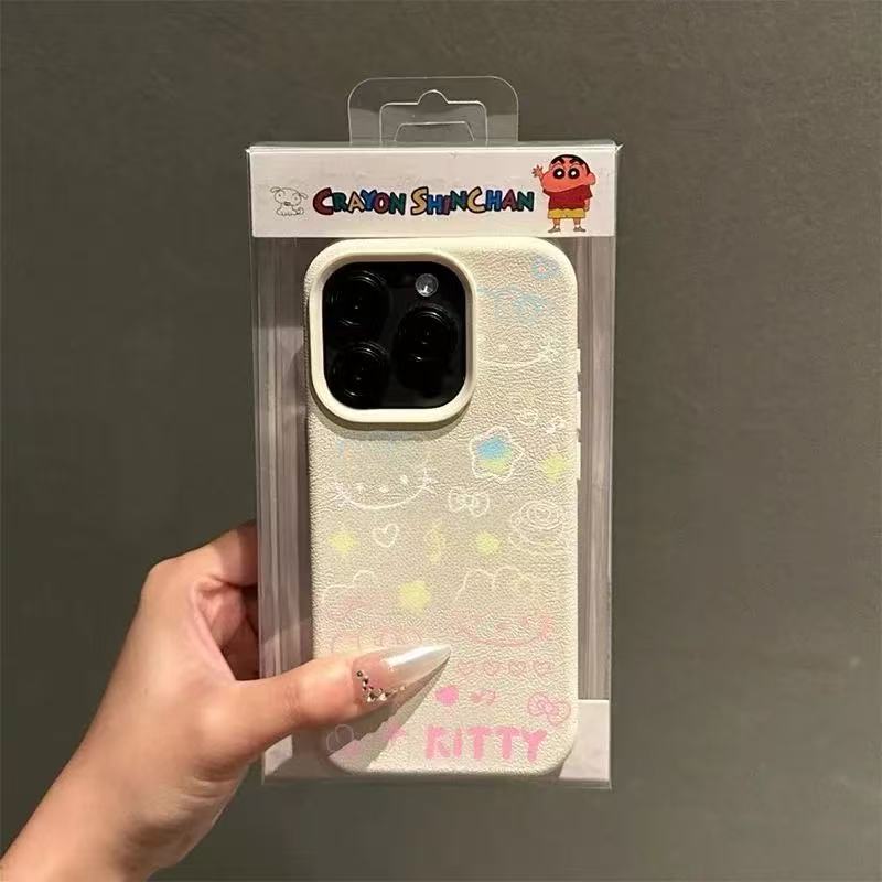スマホケース 鮮やかな色の線条ハローキティテーマ、全7色 耐衝撃・防振性能に優れ、高級感あふれるスマホケースで、iPhone に対応