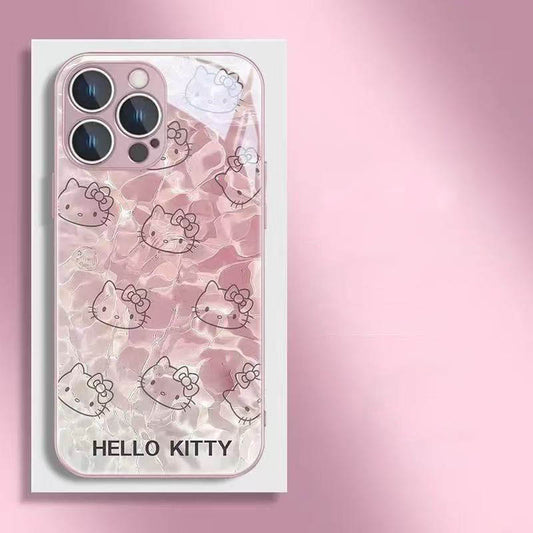 スマホケース  、光を浴びるとグラス素材の透明感とメタリック光沢が重なりハローキティテーマ、 全3色  耐衝撃・防振性能に優れ、高級感あふれるスマホケースで、iPhone に対応