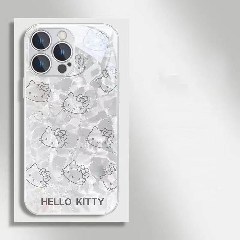 スマホケース  、光を浴びるとグラス素材の透明感とメタリック光沢が重なりハローキティテーマ、 全3色  耐衝撃・防振性能に優れ、高級感あふれるスマホケースで、iPhone に対応