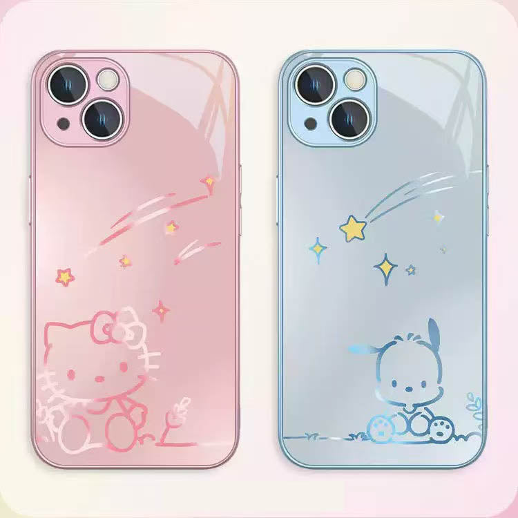 スマホケース  ハローキティ とポチャッコテーマ、全 3 色  耐衝撃・防振性能に優れ、高級感あふれるスマホケースで、iPhone に対応