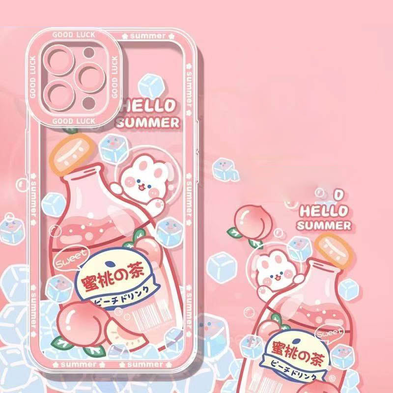 スマホケース  8 種の人気飲み物テーマ、夏の清涼感がポケットに!  耐衝撃・防振性能に優れ、高級感あふれるスマホケースで、iPhone に対応