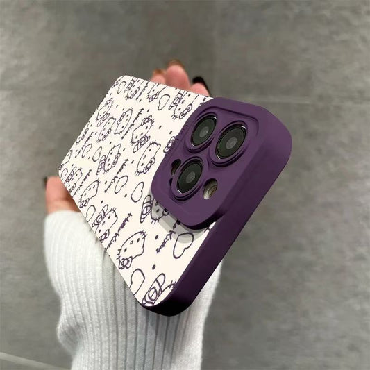 スマホケース  ハローキティと無限大のラブがケースを埋め尽くす、夢心地のデザインです!全13色  耐衝撃・防振性能に優れ、高級感あふれるスマホケースで、iPhone に対応