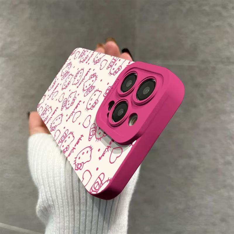 スマホケース  ハローキティと無限大のラブがケースを埋め尽くす、夢心地のデザインです!全13色  耐衝撃・防振性能に優れ、高級感あふれるスマホケースで、iPhone に対応