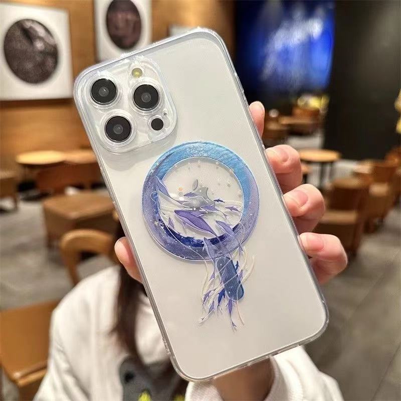 スマホケース 幻想的な月と艶やかなバラが織りなすマグネットスマホケース! 耐衝撃・防振性能に優れ、高級感あふれるスマホケースで、iPhone に対応