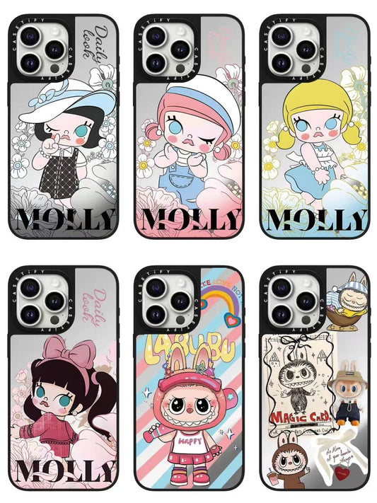 スマホケース  labubuとmollyテーマ  耐衝撃・防振性能に優れ、高級感あふれるスマホケースで、iPhone に対応