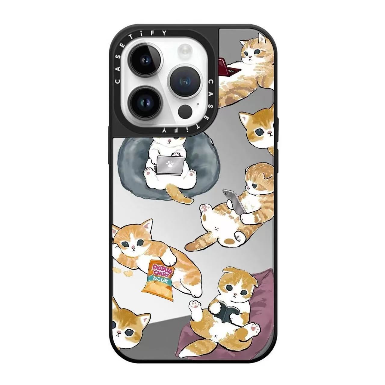 スマホケース 萌えネコテーマ 耐衝撃・防振性能に優れ、高級感あふれるスマホケースで、iPhone に対応