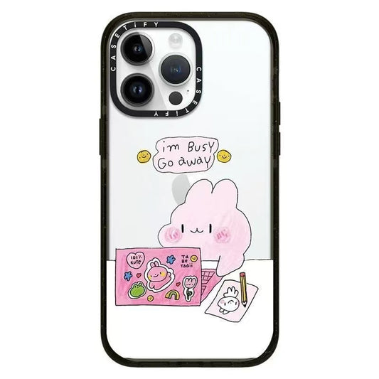 スマホケース  忙しげに動き回るウサギテーマ  耐衝撃・防振性能に優れ、高級感あふれるスマホケースで、iPhone に対応