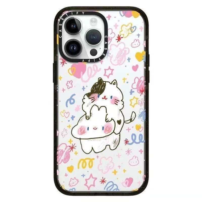 スマホケース 忙しげに動き回るウサギテーマ 耐衝撃・防振性能に優れ、高級感あふれるスマホケースで、iPhone に対応