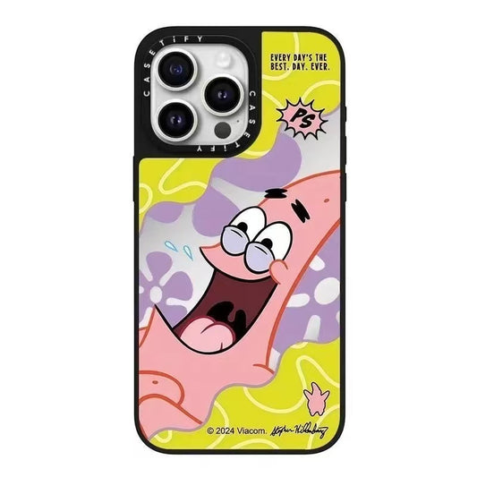 スマホケース  スポンジ・ボブとパトリックテーマ  耐衝撃・防振性能に優れ、高級感あふれるスマホケースで、iPhone に対応