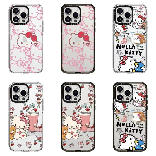 スマホケース  トーストとハローキティテーマ  耐衝撃・防振性能に優れ、高級感あふれるスマホケースで、iPhone に対応