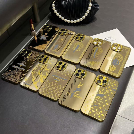 スマホケース  電気メッキゴールドテーマ   耐衝撃・防振性能に優れ、高級感あふれるスマホケースで、iPhone に対応