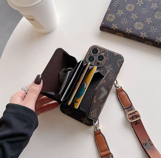 スマホケース ダブルV iPhone とGalaxy 紐付き カードケース付き 耐衝撃・防振性能に優れ、高級感あふれるスマホケースで、iPhone とGalaxyに対応