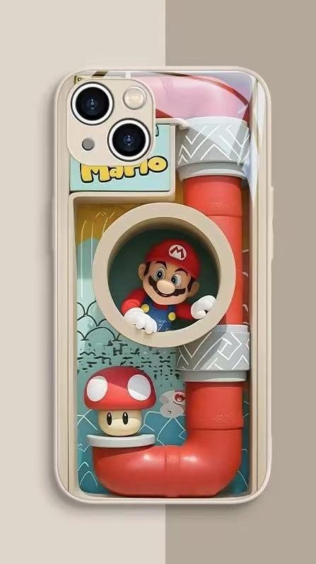 スマホケース  マリオをテーマにしたスマホケース!  耐衝撃・防振性能に優れ、高級感あふれるスマホケースで、iPhone に対応