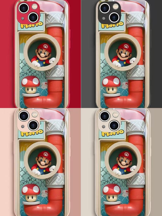 スマホケース  マリオをテーマにしたスマホケース!  耐衝撃・防振性能に優れ、高級感あふれるスマホケースで、iPhone に対応